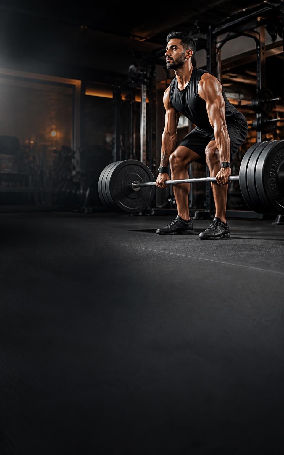 Illustrative athlete strength training in a modern gym